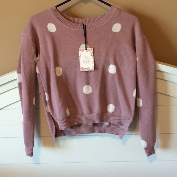 Pink Poka Dot Crop Sweater - Picture 1 of 4